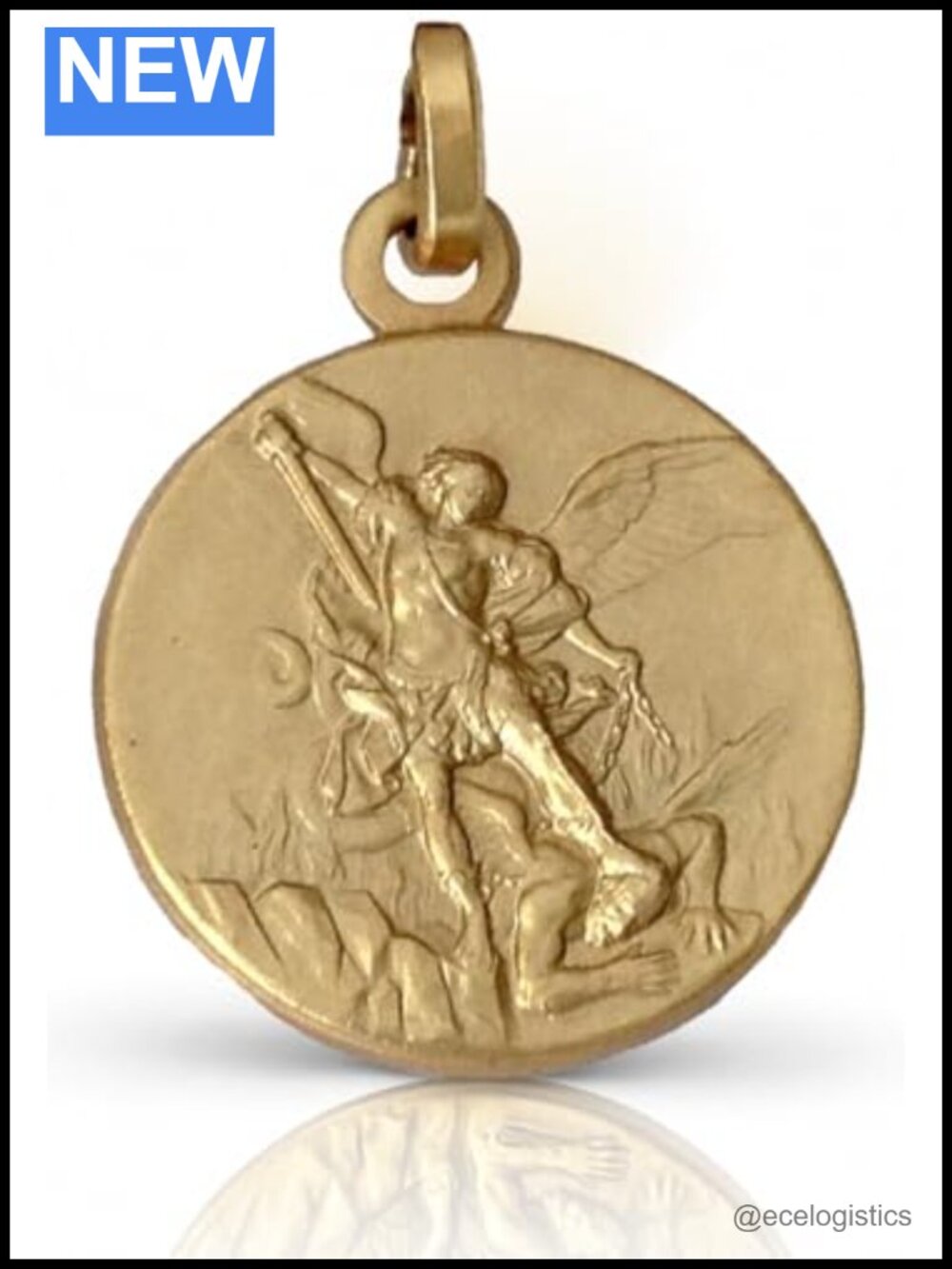925 Sterling Silver Gold Plated Saint Michael Archangel Medal Pendant